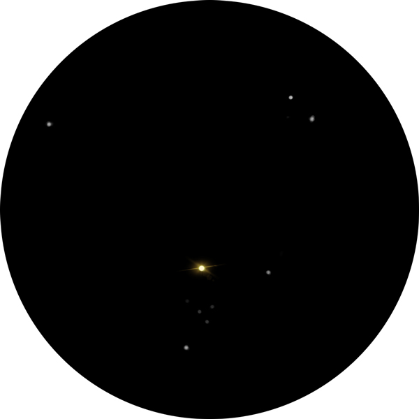 Sketch of Herschel's Garnet Star in Cepheus. The drawing shows what the star looks like through an 8-inch SCT scope using a 12mm eyepiece.