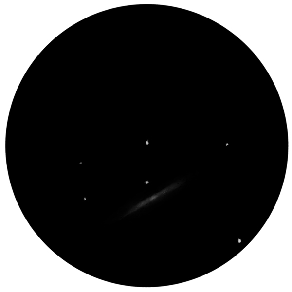 Sketch of the popular Cigar Galaxy in Ursa Major known as Messier 82. The drawing shows how M82 looks like through an 8-inch SCT scope under suburban skies using a 20mm scope on a moonless night.