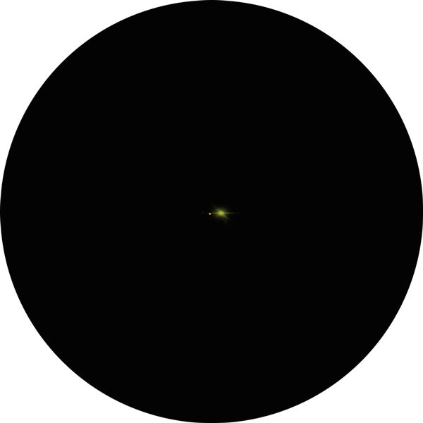 Sketch of Xi Bootis in the spring and summer constellation of Bootes. The warm yellow of the primary is seen as well as the close secondary. The drawing shows what the double appears like through an 8-inch SCT scope with a 12mm eyepiece using a 2x Barlow lens.