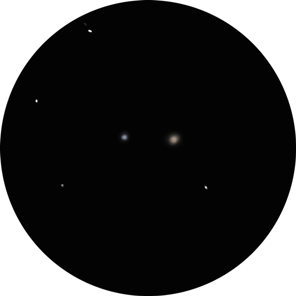 Sketch of Dabih, also knowns as Beta Cap or STFA 52, as viewed through a 22mm eyepiece and an 8-inch SCT under suburban skies. 