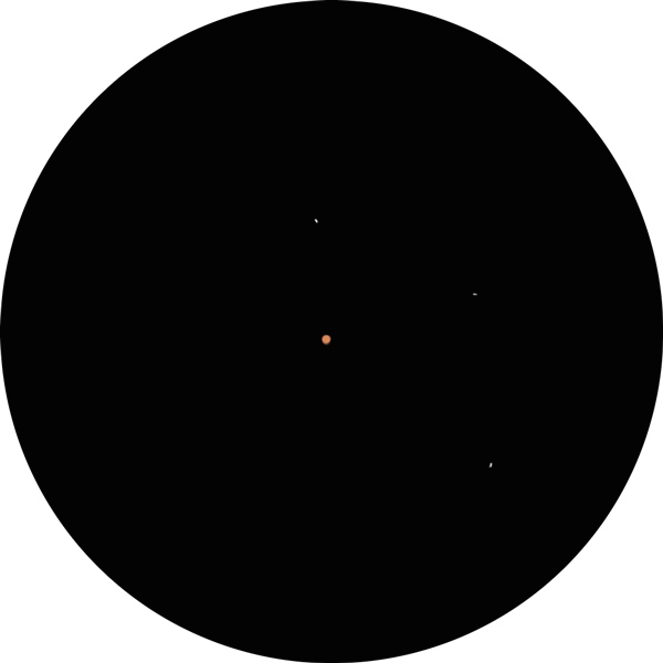 This sketch shows the ruby red color of the star, La Superba in the constellation Canes Venatici. It is known as the brightest carbon star and is also a variable star.