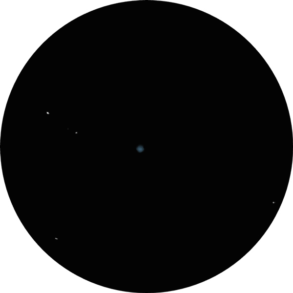 Sketch of NGC 6826, A Blinking Planetary Nebula in Cygnus as viewed through an 8-inch telescope.