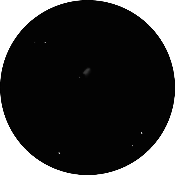 Sketch of Messier 102 using a 8-inch SCT from the suburbs / city. M102 can be tough to find through light pollution so this image give you an example of what it may look like in your telescope.