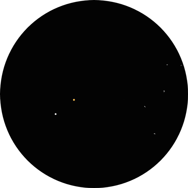 Sketch of the double star HD919, also known as STTA 1, HIP 1124, or SAO 4062. This drawing shows what it looks like through an 8-inch SCT scope under light polluted suburban skies.