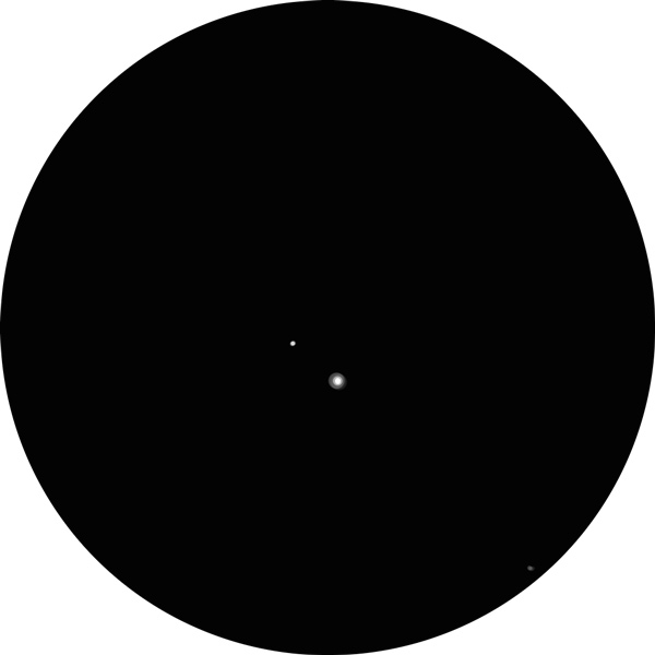 Sketch of 12 Lacertae double star in the constellation Lacerta as viewed through a 12mm eyepiece under suburban skies using 8-inch SCT.