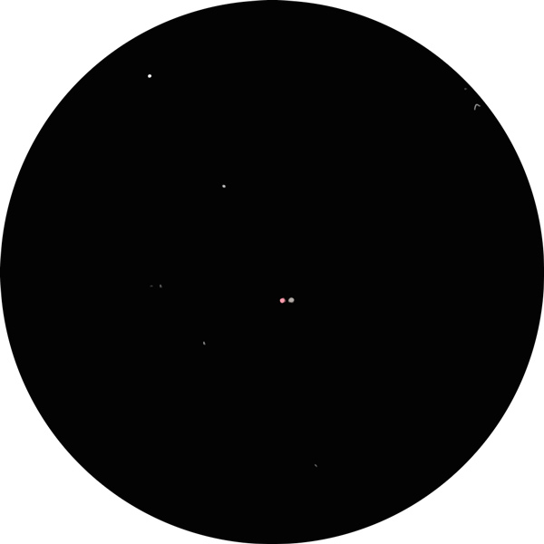 Sketch of the beautiful red and green colored double star 95 Herculis in the constellation Hercules best viewed in the summer in the Northern Hemisphere. Drawing is done using 12mm eyepiece on an 8-inch SCT scope under suburban skies. Also known as 95 Her, SAO 85648, STF 2264, HD 164669.