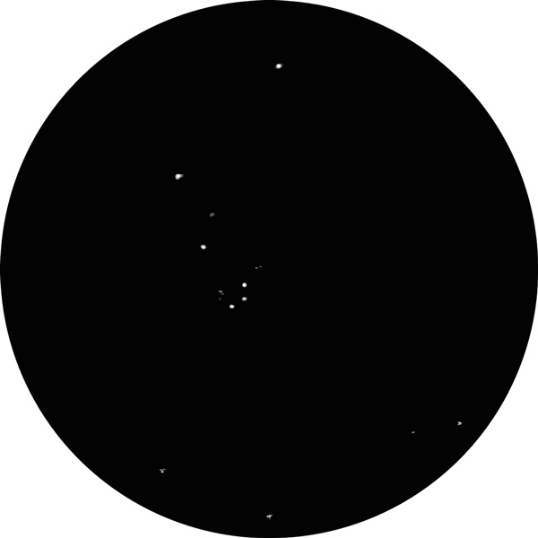 Sketch of IC 4996, open star cluster in Cygnus as viewed through an 8-inch SCT scope with an 8mm eyepiece.