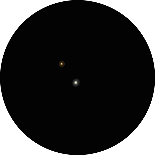 Sketch of Beta Camelopardalis in the constellation Camelopardalis as viewed through a 12mm eyepiece in an 8-inch SCT scope under suburban skies.