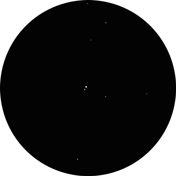 Sketch of 1 Camelopardalis, also known as DL Camelopardalis, a variable and double star in the constellation of Camelopardalis. The drawing shows what the white-blue pair of stars looks like through a 12mm eyepiece and through an 8-inch scope. Other names for this double are: Struve 550 (STF 550), SAO 24670.