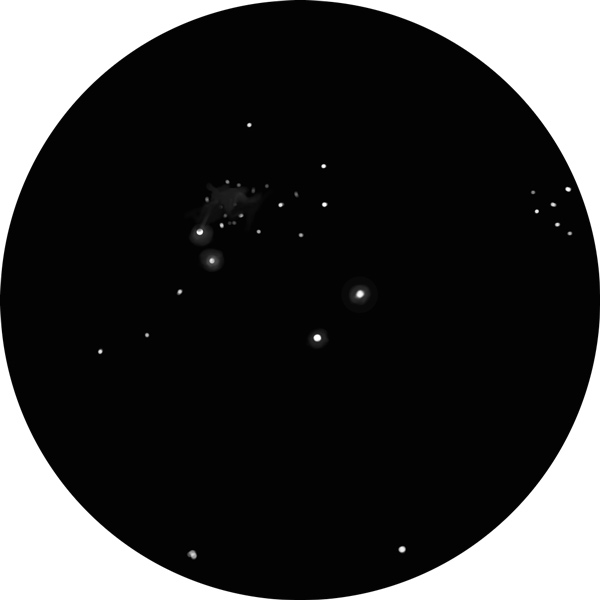 Sketch of the famous Eagle Nebula, also known as Messier 16. The drawing shows what it looks like using an 8-inch SCT scope under light-polluted skies using a 14mm eyepiece. With a narrowband filter, some nebulosity did shine through.