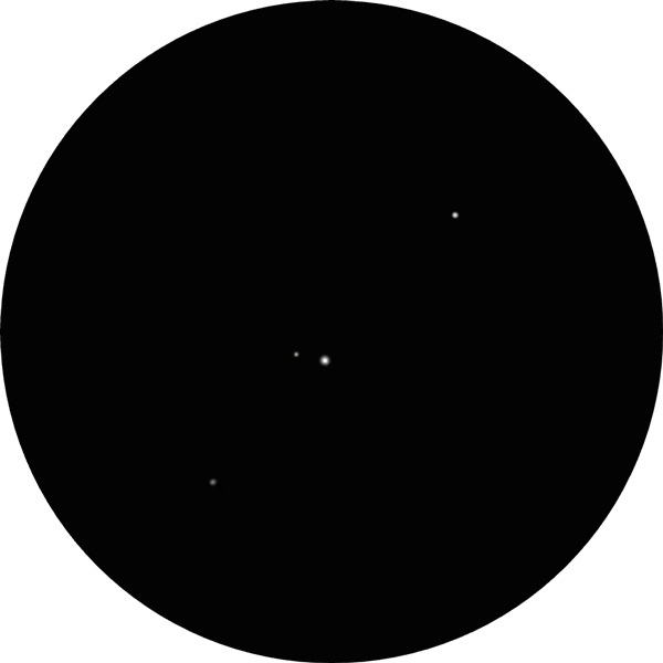 Sketch of the binary star Beta Serpentis located in the constellation Serpens. This drawing shows how the double star appears through an 8-inch SCT scope with a 12mm eyepiece. Beta Serpentis is also called Struve 1970, SAO 101725, and Chow.