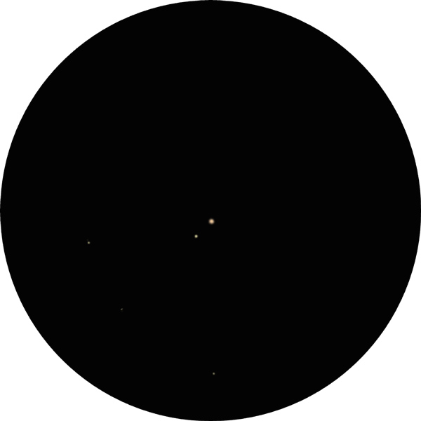 Sketch of 15 Aquilae, also known as h Aquilae. This orange-yellow double star lies in the constellation of Aquila. The drawing shows how this double appears in a 12mm eyepiece through an 8-inch SCT scope under suburban conditions.