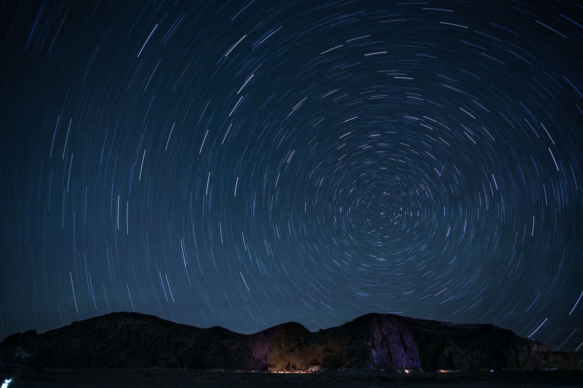 Photo of circular star trails at night