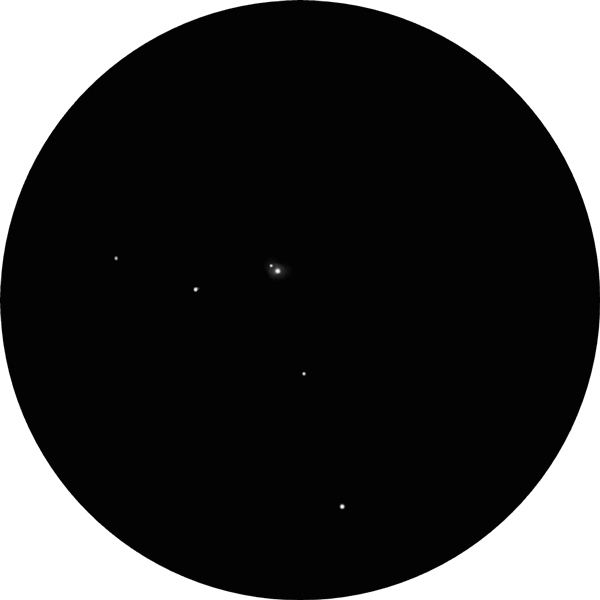 Sketch of Kappa Cephei, a binary star in the constellation Cepheus best viewed on Autumn nights. The drawing shows the double star as it appears through an 8-inch SCT scope using a 12mm eyepiece. The tight binary with blue and white stars is also known as Struve STF 2675, SAO 9665 and 1 Cephei.