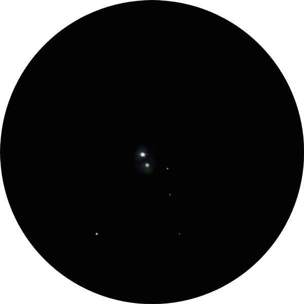 8 Lacertae is multiple star system with all members colored white or blue-white that lies in the constellation Lacerta. This drawing shows what the systems looks like through an 8-inch SCT scope with a 12mm eyepiece. Also known as 8 Lac, 8 Lacertae, Struve 2922, SAO 72509, STF 2922.