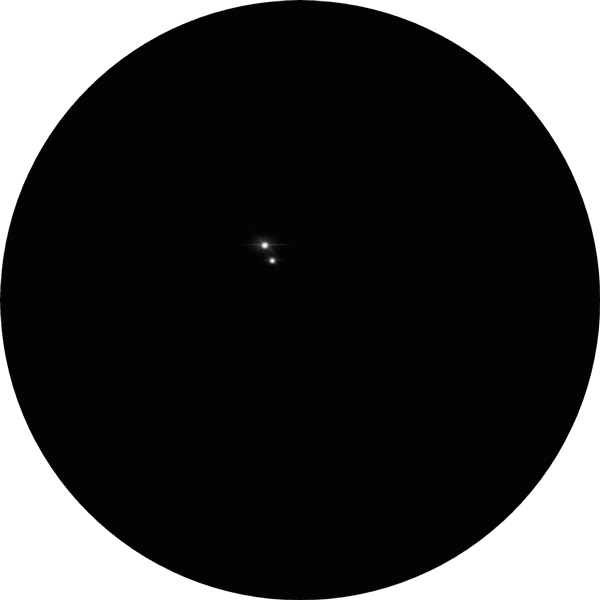 Sketch of Struve 2840 located in the northern sky within the constellation Cepheus. The pair is easy to separate using most backyard telescopes. The drawing shows what they look like through an 8-inch SCT telescope with a 12mm eyepiece under light-polluted urban skies. Struve 2840 is also known as STF 2840, SAO 33819, HD 208063, HR 8357