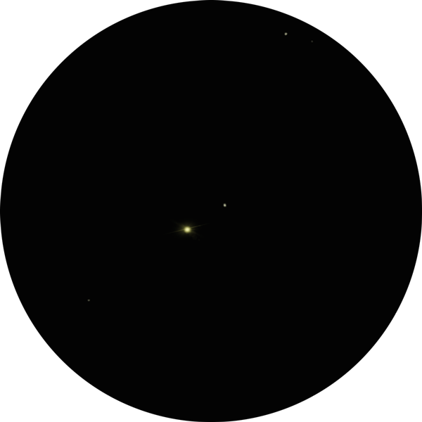 Sketch of double star Delta Boötis (Princeps) in the constellation Bootes. The drawing of this binary shows the golden yellow primary and the dimmer secondary star as viewed through a 12mm eyepiece in an 8-inch SCT scope. The pair is also known by the following: Del Boo, STFA 27, SAO 64589, HD 135722, 49 Bootis, δ Boo, HR 5681, HIP 74666