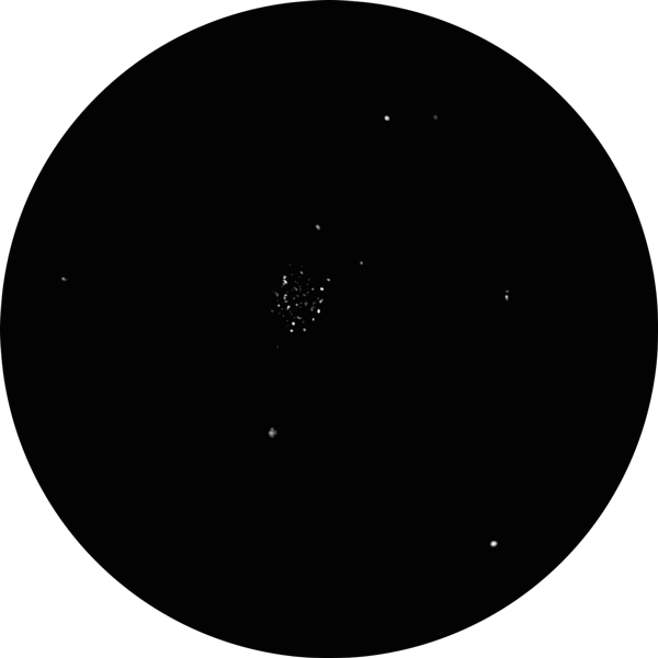 Sketch of the open star cluster NGC 6819 in the constellation Cygnus, best viewed in summer months. The drawing shows what the open cluster, called the Foxhead Cluster, looks like through an 8-inch SCT telescope under suburban skies. 