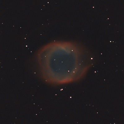 Seestar S50 image of the Helix Nebula from suburban skies in Wesley Chapel, Florida. Also known as NGC 7293, Caldwell 63, Arp 336.