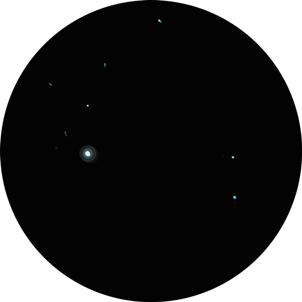 Sketch of Kappa Andromedae, a double star with an exoplanet as viewed through a 12mm eyepiece on an 8-inch SCT scope. Viewed under suburban skies. Also known as Kap And, SAO 53264, HJ 1898, HIP 116805, HR 8976, HD 222439, 19 Andromedae, k And.