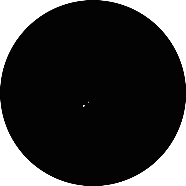 Drawing of 23 Ursae Majoris, a binary star in Ursa Major (aka The Big Dipper) as viewed through an 8-inch SCT scope with a 12mm eyepiece. The sketch shows how the double appears under suburban skies. It's also designated as SAO 14908, HD 81937, 23 UMa, HIP 46733, HR 3757, h Ursae Majoris.