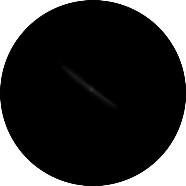 Sketch of the NGC 4565 Needle Galaxy in the constellation Coma Berenices. The drawing shows how the galaxy appears in an 8-inch SCT telescope under suburban skies. It's also known as Caldwell 38 (C38) along with UGC 7772, PGC 42038.