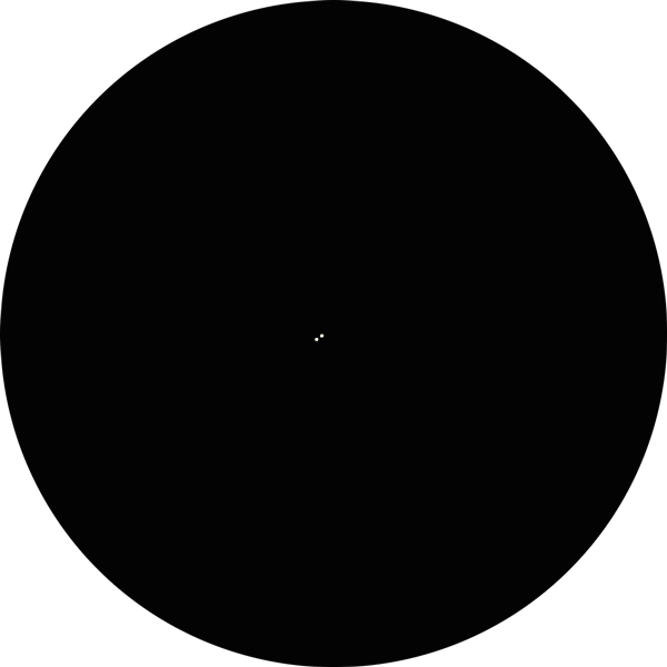 Sketch of Struve 2742 ( STF 2742 ) a double star in the constellation Equuleus, a late summer object. The drawing shows how the binary appears through an 8-inch SCT telescope under suburban skies. Also known as: SAO 126482, HD 200256, HIP 103813, 2 Equulei, Lam Equ, λ Equ