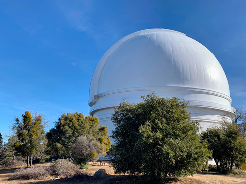 Photo of the Hale Telescope dome in California, USA at Mt. Palomar.