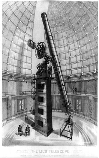 Drawing of the Lick Observatory telescope.