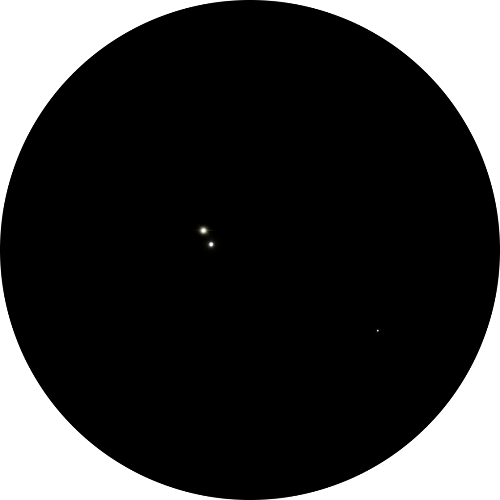 Sketch of binary star Struve 1931, also known as STF 1931, in the constellation Serpens. The drawing shows what the double star looks like through an 8-inch SCT telescope with a 12mm eyepiece under suburban skies. Also known as: SAO 101480, HD 136160, HIP 74930, STF 1931