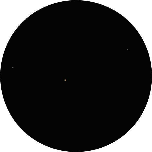 Sketch of carbon star RY Draconis in the constellation Draco. The drawing shows how it appears through an 8-inch SCT telescope with a 12mm eyepiece. RY Dra