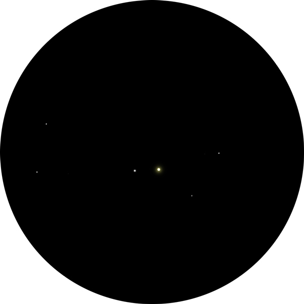Sketch of Struve 2155, STF 2155, binary star in constellation Draco. The drawing shows how it appears using a 14mm eyepiece in an 8-inch SCT telescope. Also known as SAO 17410, HIP 84465, HD 156890, 4198-01479-1, BD+60 1742
