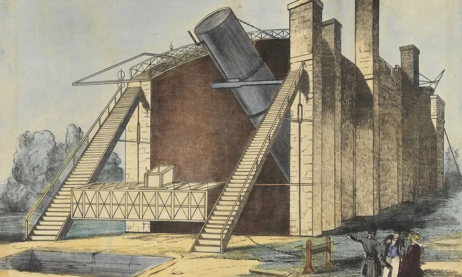 Color pencil drawing of a telescope.