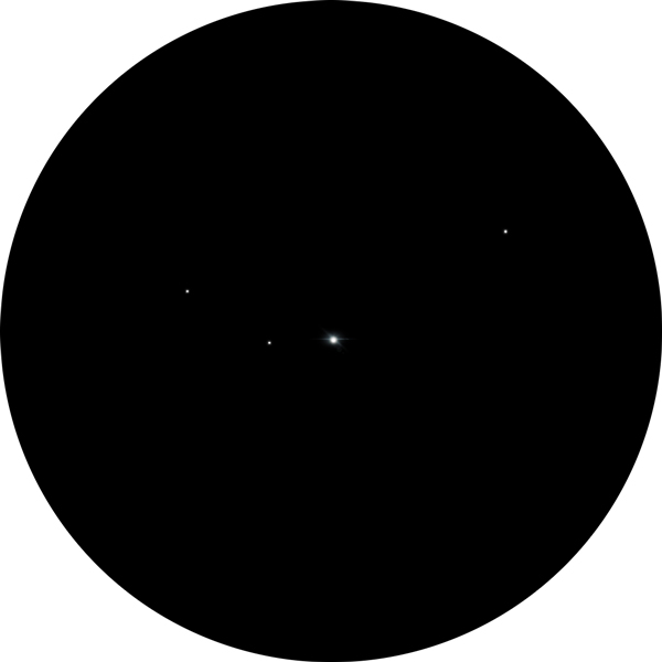 Sketch of the star Fomalhaut as viewed through 25x70 binoculars under suburban skies in Florida.