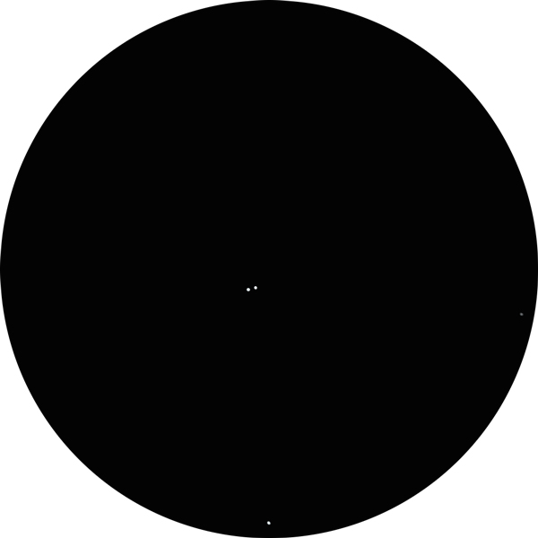 Hand-drawn sketch of the binary star Struve 79 in Andromeda, showing its bluish-white stars, separation, and observing details.