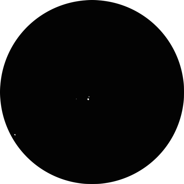 Sketch of double star Struve 3116, known as STF 3116, in the constellation Canis Major. The drawing shows the tight pair as viewed through an 8-inch telescope. Known as SAO 151401, HD 44458