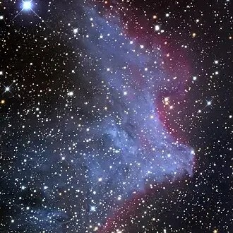 Photo shows the blue light reflecting off the IC 59 nebula from the star Navi.
