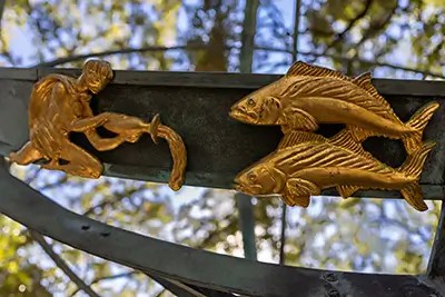 Shows the zodiac on the Armillary Sphere in Savannah.