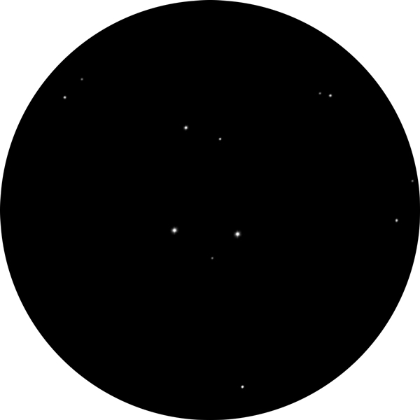 Sketch showing the star field around NGC 6888, highlighting the nebula’s surrounding stars and structure as seen during my visual observation.