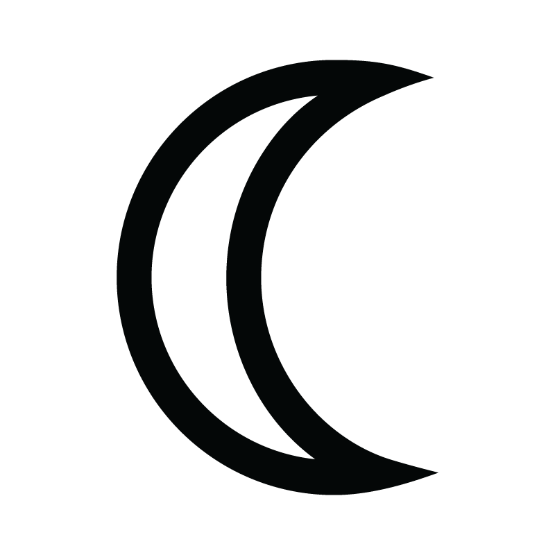 Illustrates the classical planetary symbol for the Moon.