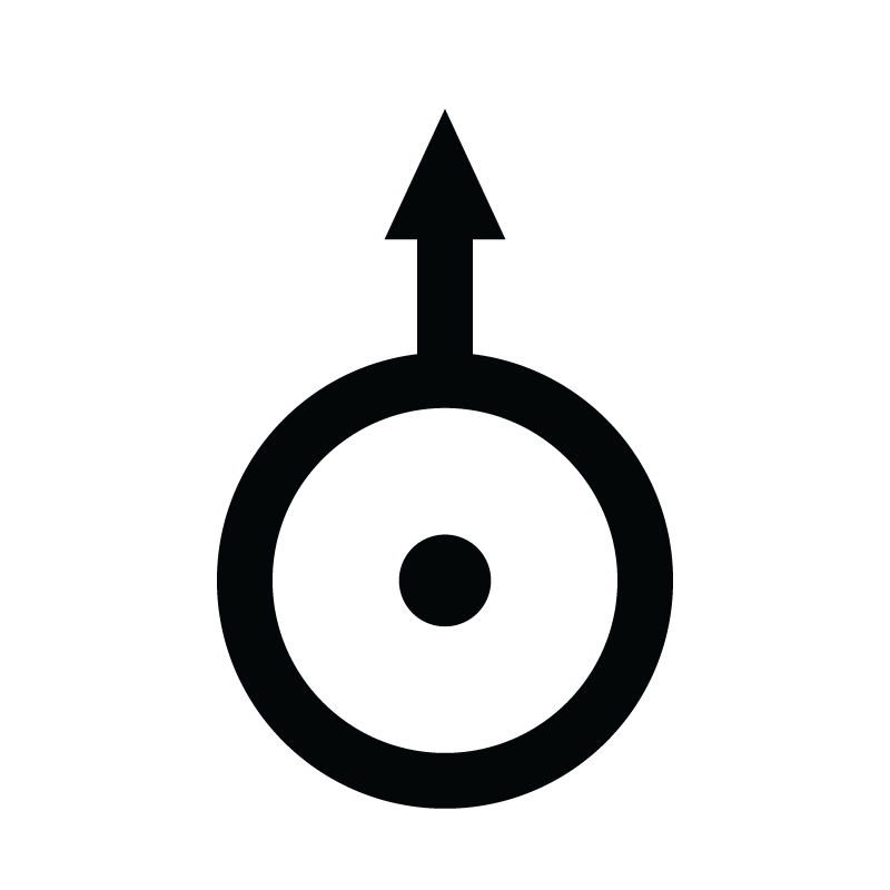 Illustrates the classical planetary symbol for the planet Uranus.