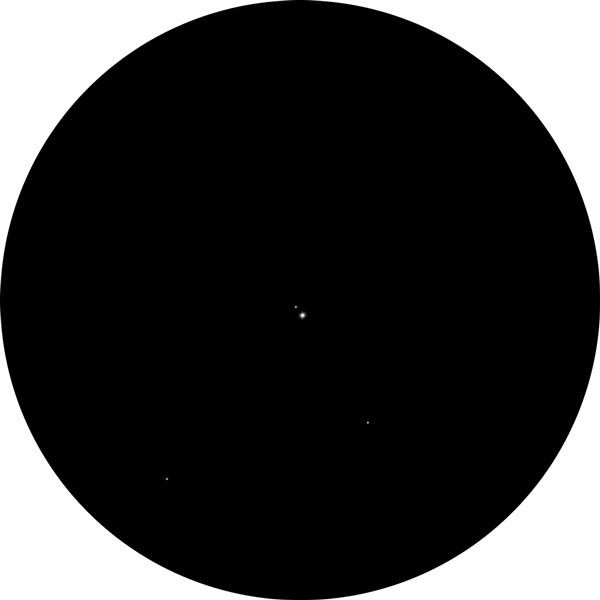 Sketch of HD 222872 double star, showing the brighter primary star with a dim secondary nearby.