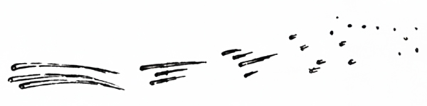 Sketch showing the 1913 Meteor Procession fireballs crossing the sky