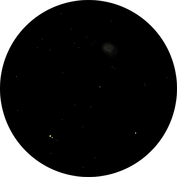 Drawing shows faint smudge of light representing Messier 93 through binoculars.