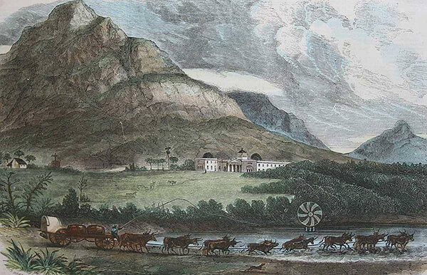 Color illustration of the observatory at the Cape of Good Hope