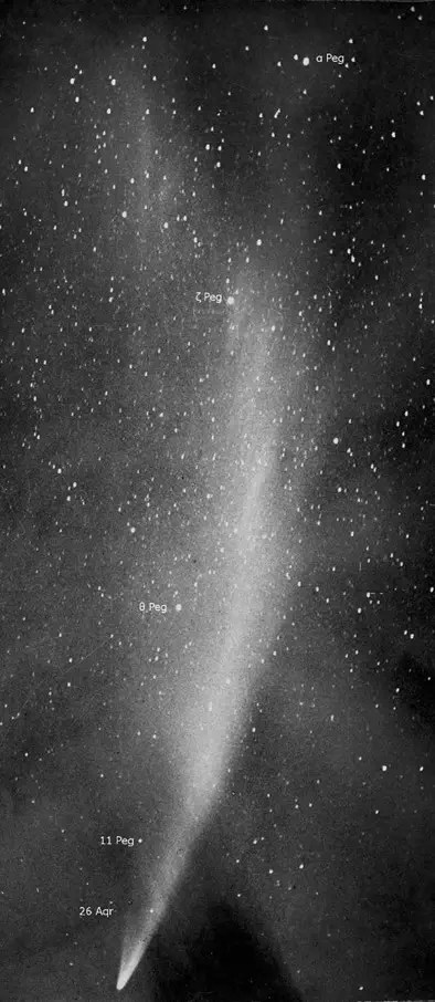 Black and white photo of the Great January Comet of 1910